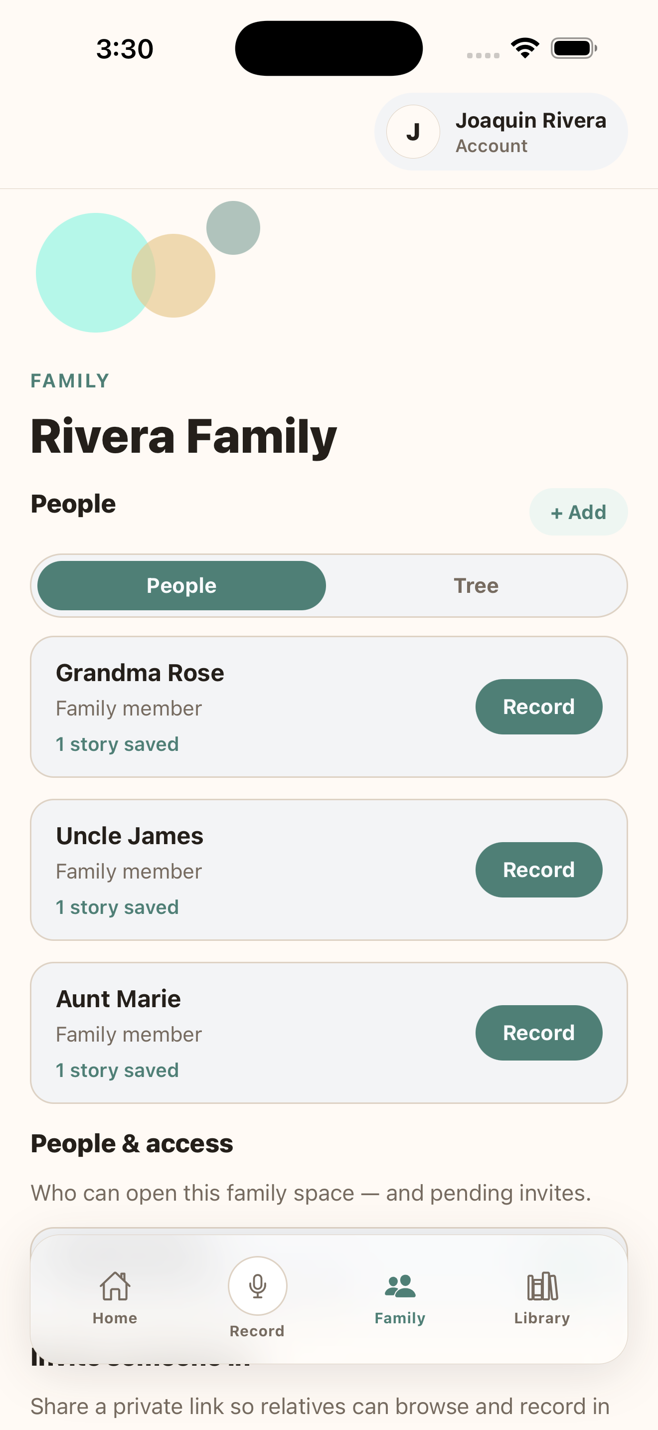 Corrido Family: people and tree view of the family graph