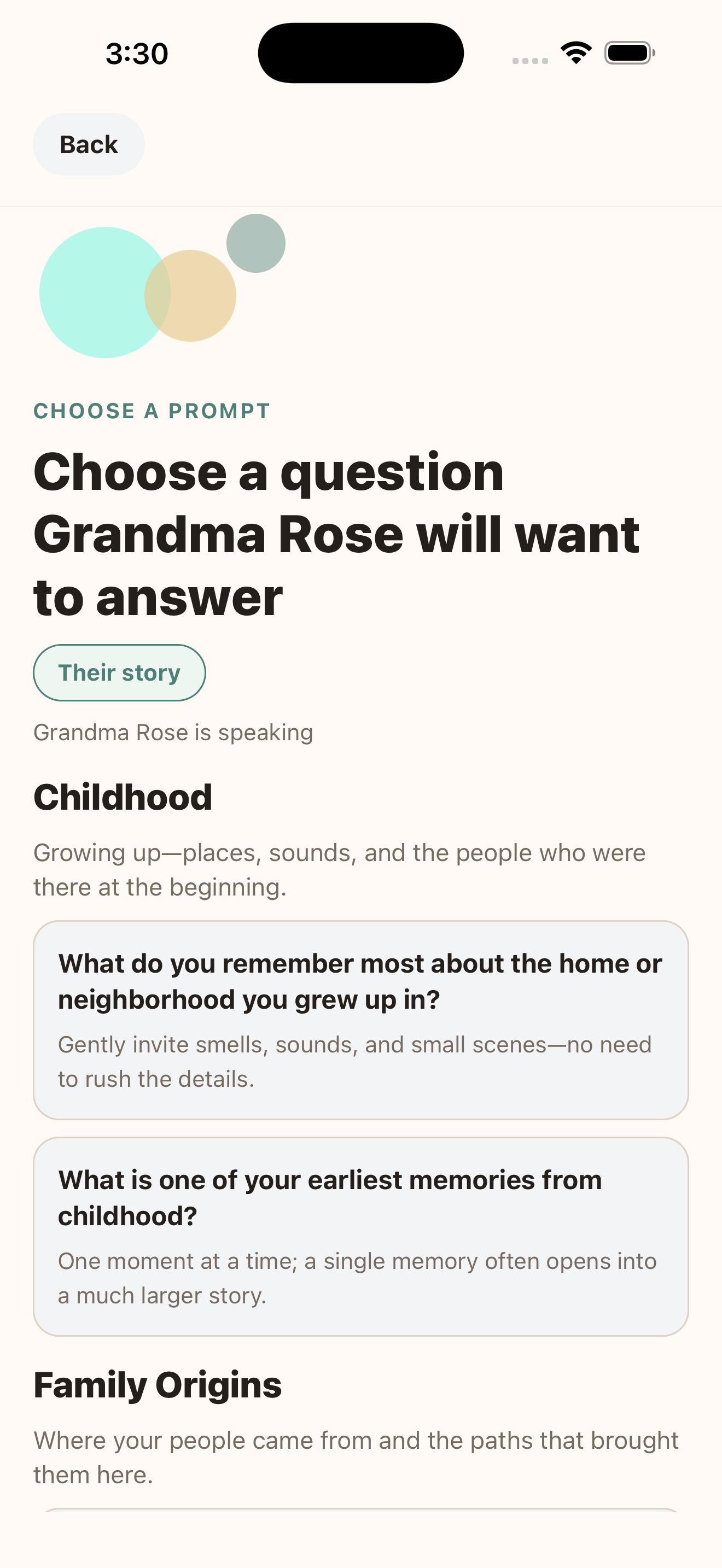 Corrido Prompts: pick a guided question for the next conversation